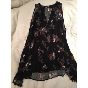 Floral Black Tank Top